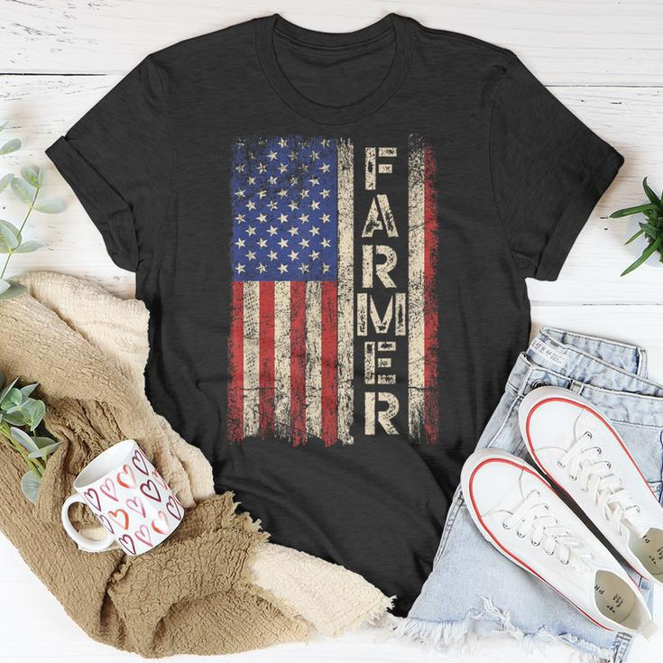 Farmer Tractors Usa American Flag Patriotic Farming Men T-Shirt Personalized Gifts