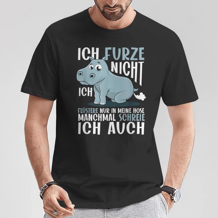 With Fart Hippo Ich Furze Nicht Ich Fuüstere Nur T-Shirt Lustige Geschenke