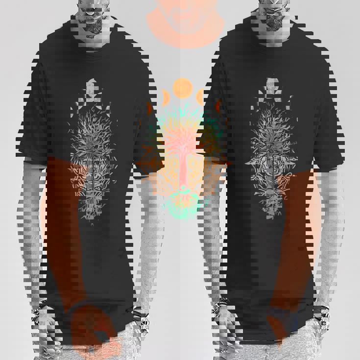 Fase Luna Om Espiritualidad & Símbolo Del Árbol De Meditación Camiseta unisex Regalos divertidos