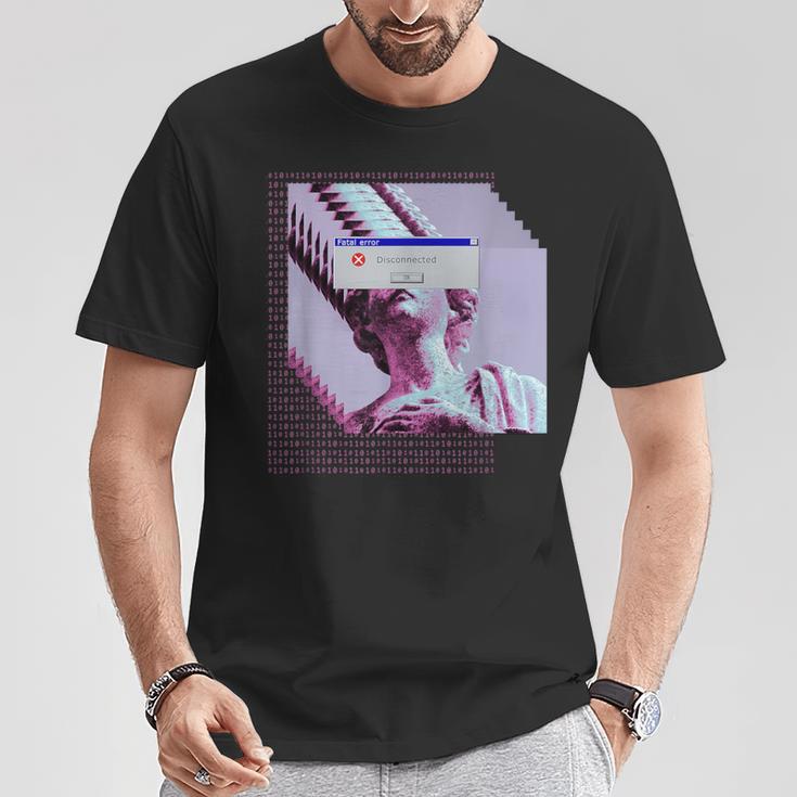 Fatal Error Disconnected Glitch Statue Vaporwave Retro 80S T-Shirt Unique Gifts