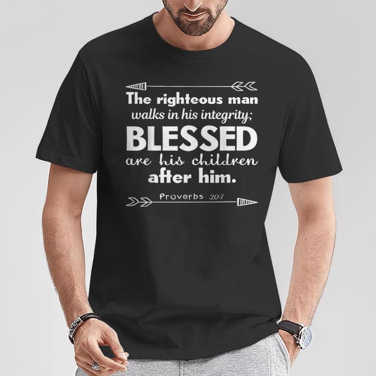 Fathers Day Bible Verse Christian The Righteous Man T-Shirt Unique Gifts