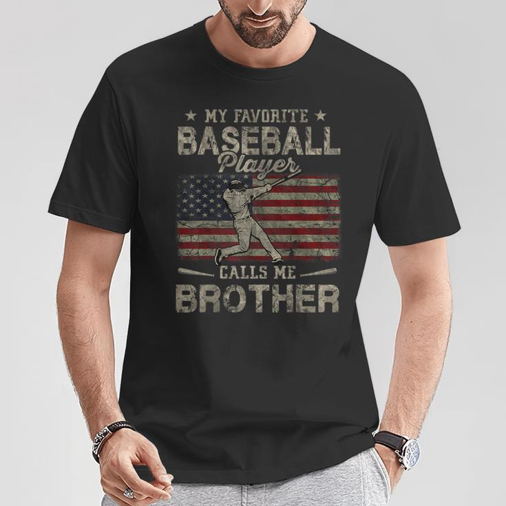 My Favorite Baseball Player Calls Me Brother American Flag T-Shirt Unique Gifts
