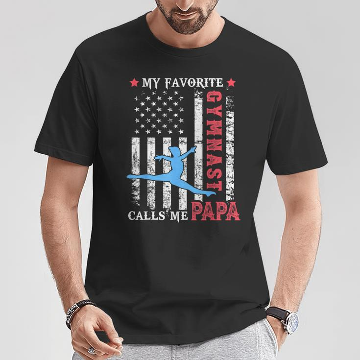 My Favorite Gymnast Calls Me Papa Usa Flag Father's Day T-Shirt Unique Gifts
