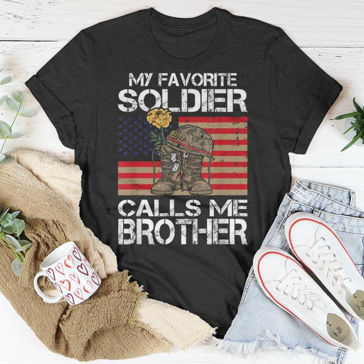 My Favorite Soldier Calls Me Brother Proud Army Bro T-Shirt Unique Gifts