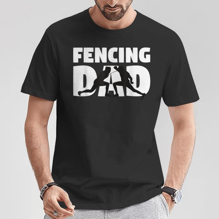 Fencing Dad Father Fencing Silhouette T-Shirt Unique Gifts