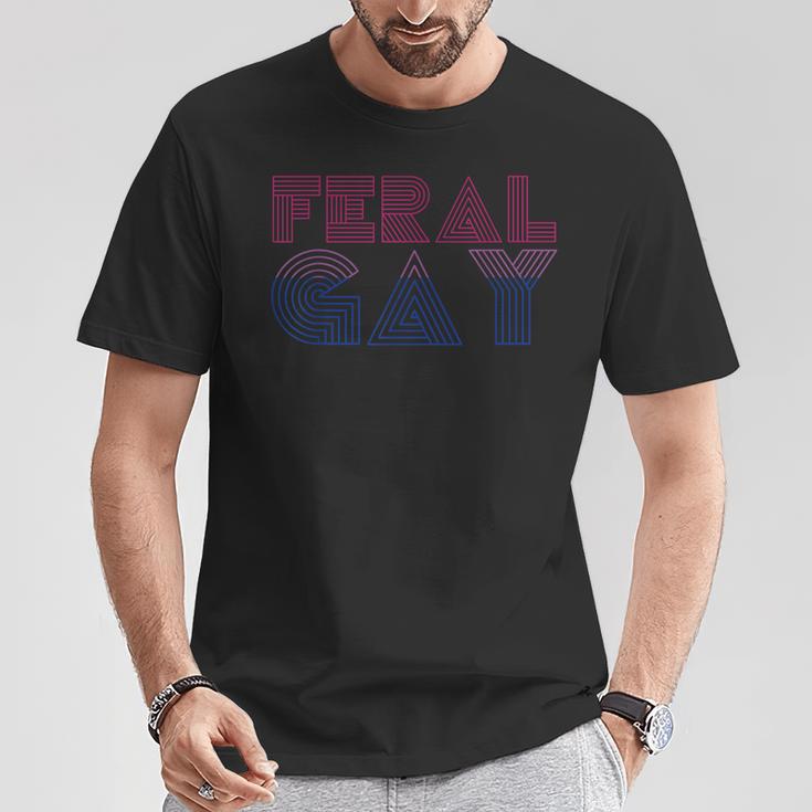 Feral Gay Lgbt Gay Bi Pan Trans Pride Meme Bisexual Flag T-Shirt Unique Gifts