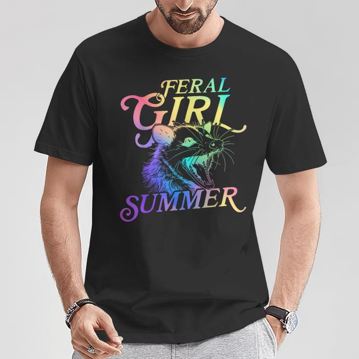 Feral Girl Summer Opossum Tie Dye Pastel Color T-Shirt Unique Gifts