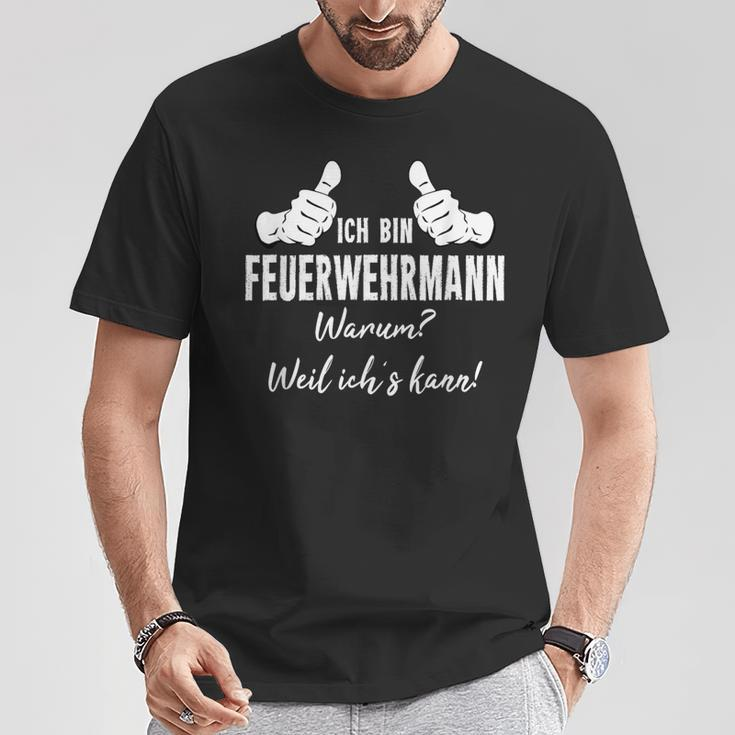 Feuerwehrmann T-Shirt Ich Bin Feuerwehrmann Weil Ich's Kann, Berufsfeuerwehr Lustige Geschenke