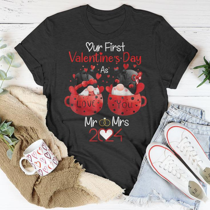 Our First Valentines Day As Mr & Mrs 2024 Married Couples T-Shirt Unique Gifts