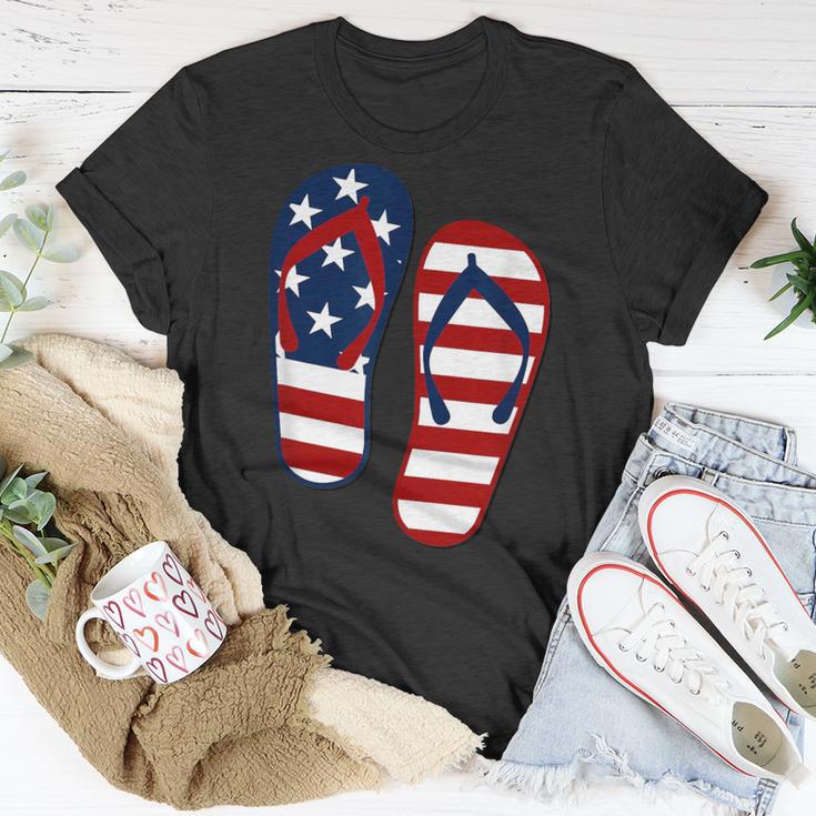 Flip Flops Red White Blue Stars & Stripes Patriotic Fun Usa T-Shirt Unique Gifts