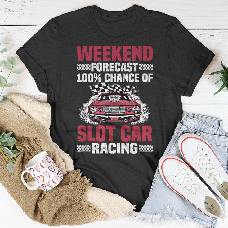 Weekend Forecast Slot Car Racing T-Shirt Unique Gifts