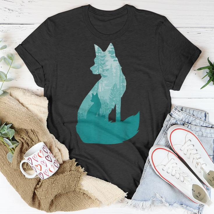 Fox Silhouette In The Forest Animal Hunter Hunting T-Shirt Unique Gifts