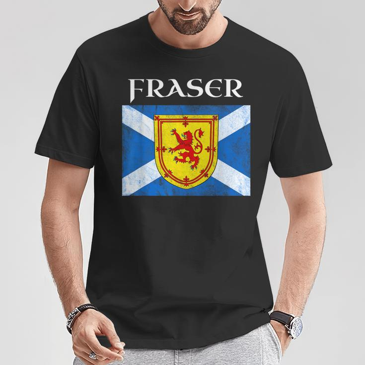 Fraser Clan Scottish Name Scotland Flag T-Shirt Funny Gifts