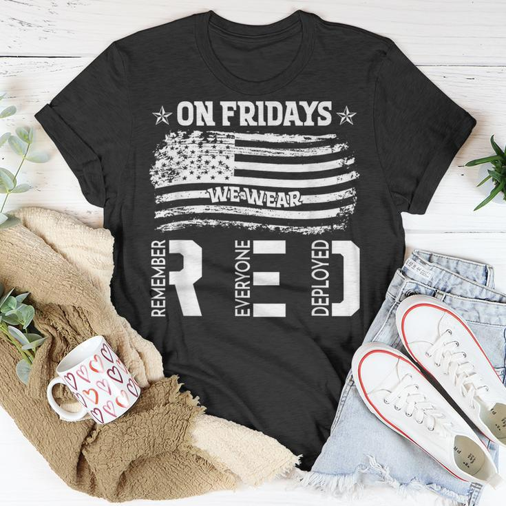 On Friday We Wear Red American Flag Military Supportive T-Shirt Unique Gifts
