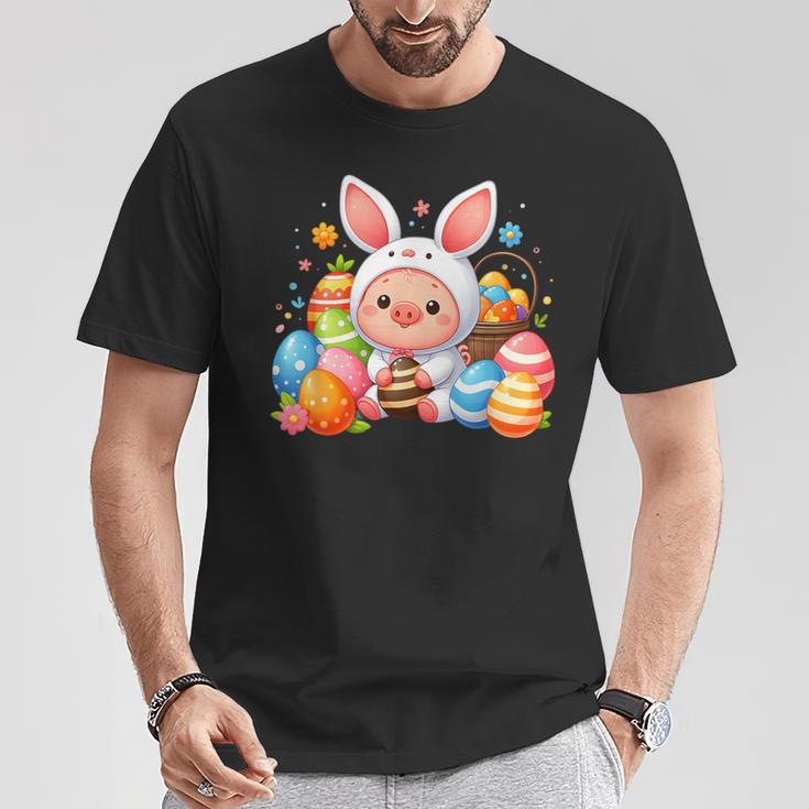 Frohe Ostern Schwein Im Häschen Kostüm T-Shirt Lustige Geschenke