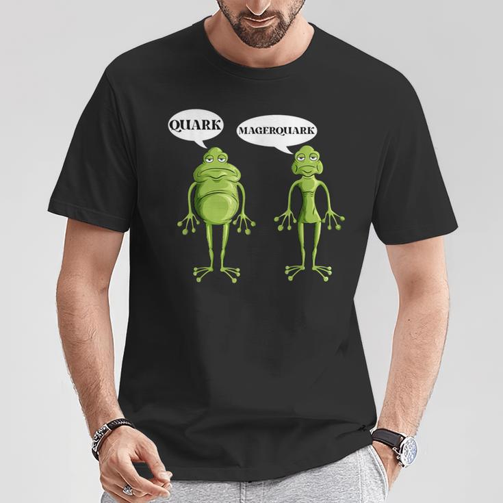 Frosch Macht Quark Diät Magerquark Wortspiel Schwarzes T-Shirt Lustige Geschenke