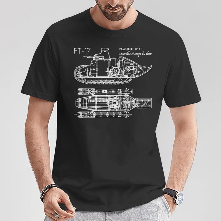 Ft-17 French Light Tank Ww1 Blueprint Diagram T-Shirt Unique Gifts