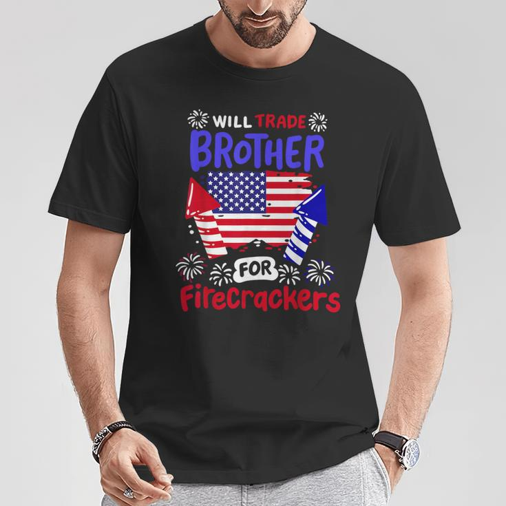 4Th Of July Will Trade Brother For Firecrackers Girls T-Shirt Unique Gifts