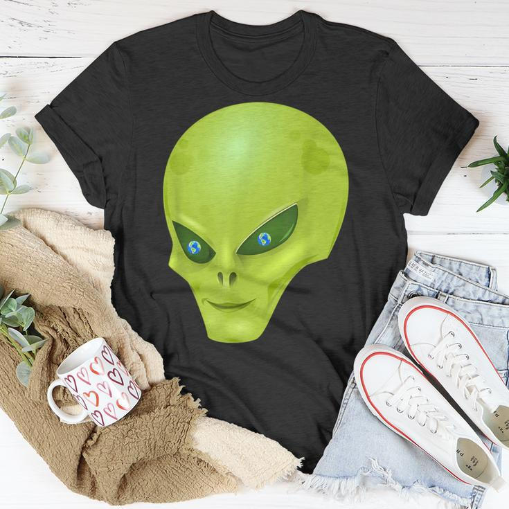 Alien With Earth Eyeballs Ufo Spaceship Novelty T-Shirt Unique Gifts