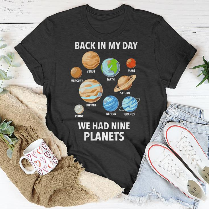 Back In My Day We Had Nine Planets Pluto Never Forget T-Shirt Funny Gifts
