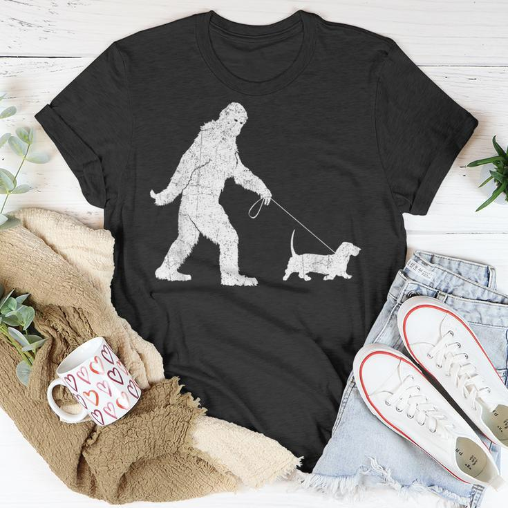 Bigfoot Sasquatch Walking Basset Hound Dog Lovers T-Shirt Unique Gifts