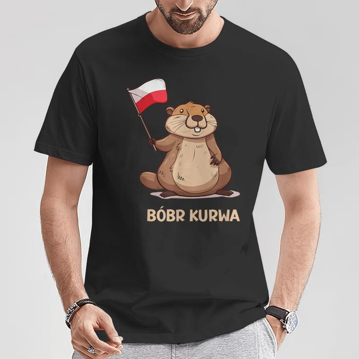 Bober Bóbr Kurwa Internet Meme Poland Flag Beaver T-Shirt Lustige Geschenke