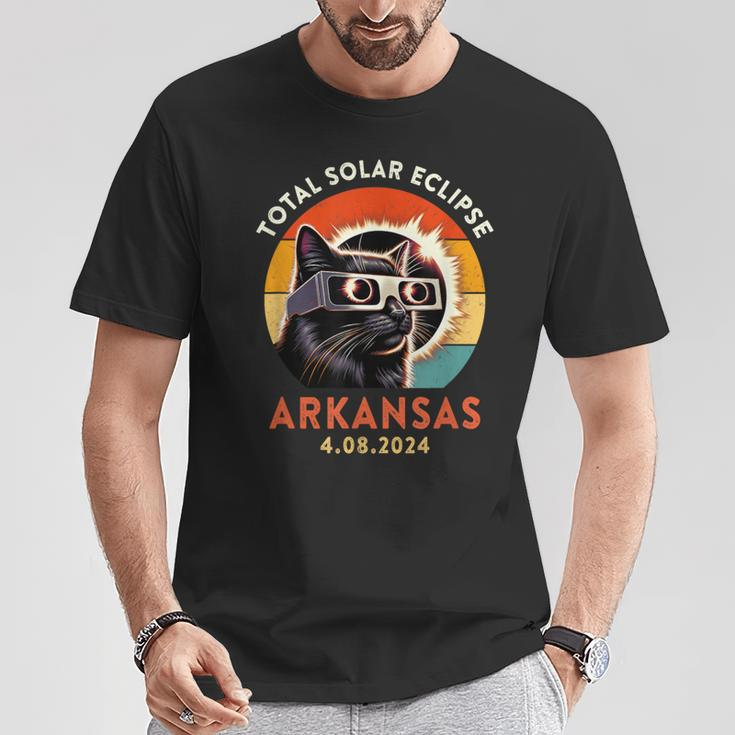 Cat Wearing Solar Eclipse Viewers April 2024 Arkansas T-Shirt Unique Gifts