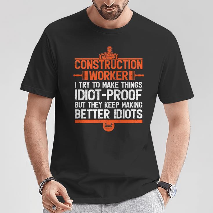 Construction For Dad Construction Worker T-Shirt Unique Gifts