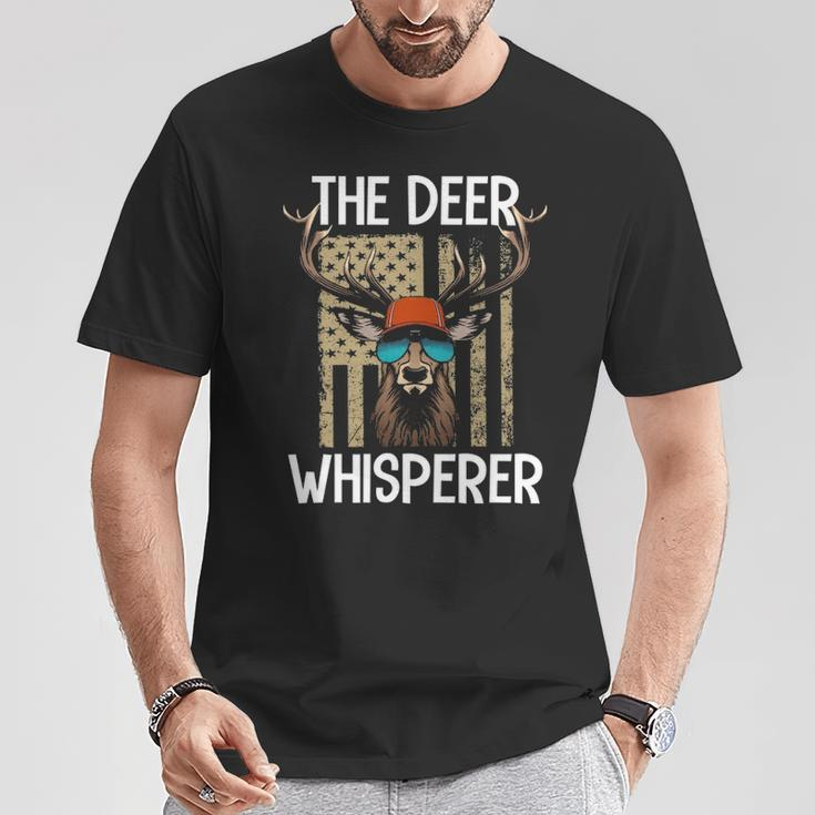 Deer Whisperer Awesome Hunter Usa Flag Buck Hunting T-Shirt Unique Gifts