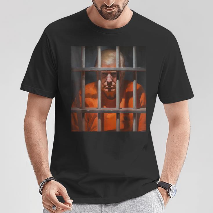 Donald Trump Behind Bars Hot Orange Jumpsuit Humor T-Shirt Unique Gifts