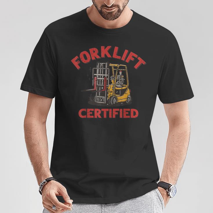 Forklifts Operator Forklift Certified Retro Skeleton T-Shirt Unique Gifts