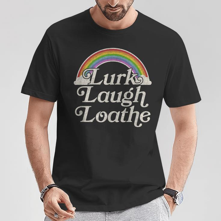 Goth Gothic Parody Rainbow Lurk Laugh Loathe T-Shirt Unique Gifts