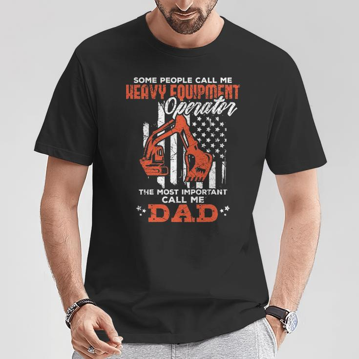 Heavy Equipment Operator Dad Usa Flag Patriotic T-Shirt Unique Gifts