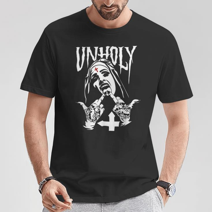 Horror Unholy Nun Occult Gothic Satanic Nun Tattoos T-Shirt Unique Gifts