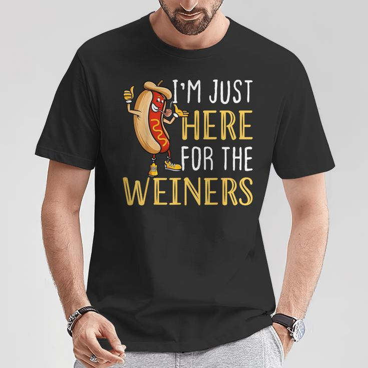 Hot Dog I'm Just Here For The Wieners Sausage T-Shirt Unique Gifts