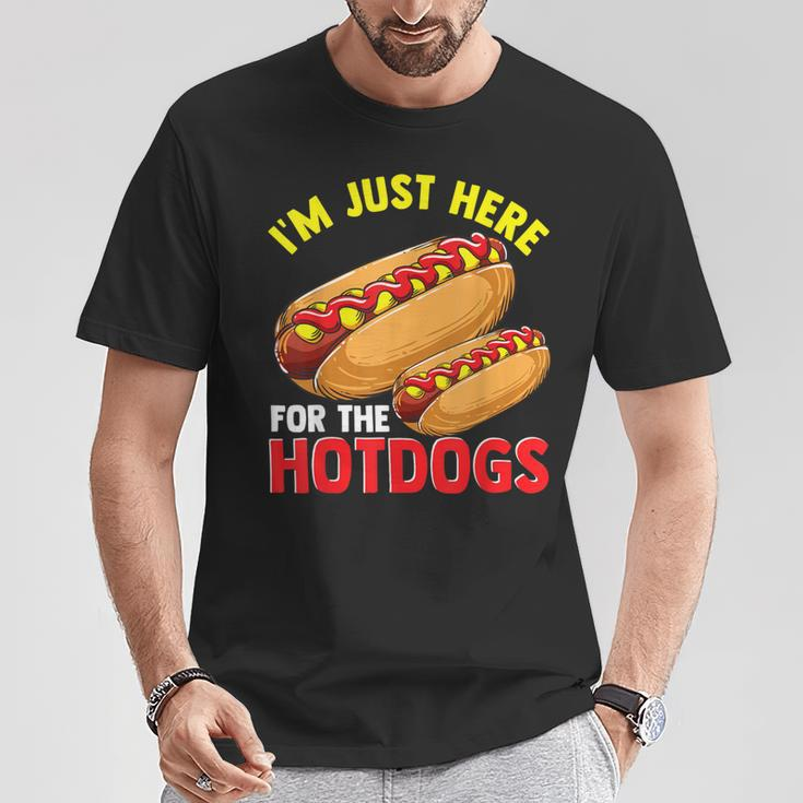 Hotdog Im Just Here For The Hotdogs Hot Dog Joke T-Shirt Unique Gifts