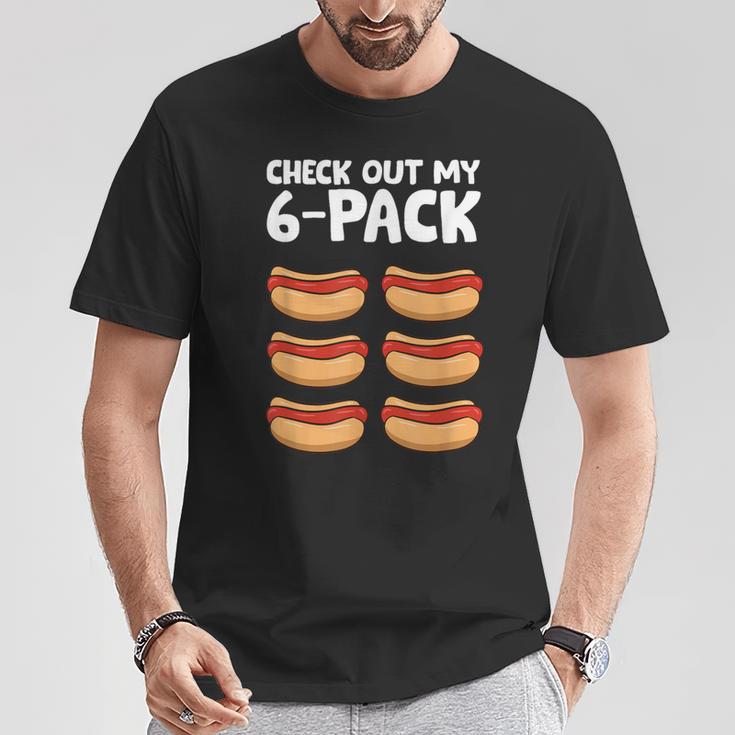 Hotdog Lover Check Out My 6 Pack Hot Dog T-Shirt Unique Gifts