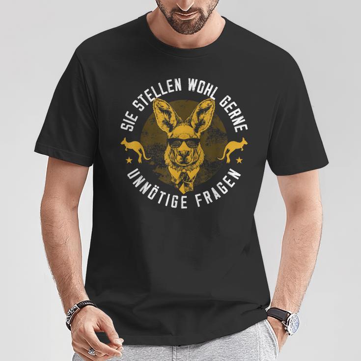 Kangaroo Du Stelle Wohl Gerne Unnecesse Fragen T-Shirt Lustige Geschenke