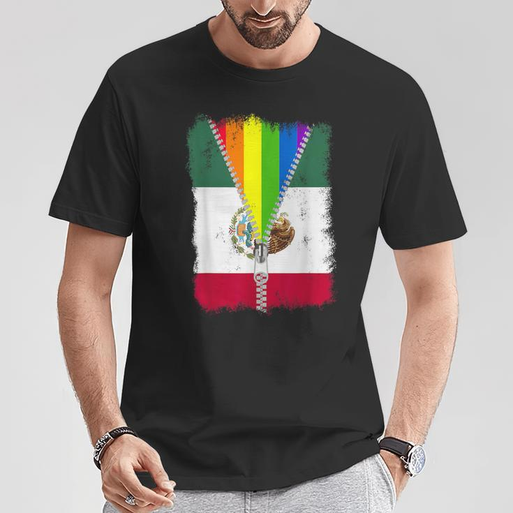 Lgbt Mexico Flag Zip Rainbow Mexican Gay Pride T-Shirt Unique Gifts