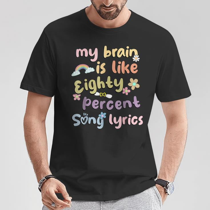 Music Lover Quote My Brain Is 80 Percent Song Lyrics T-Shirt Unique Gifts