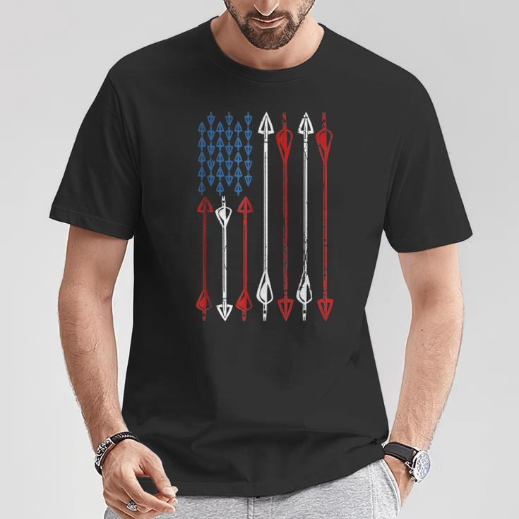 Patriotic Bow Hunting Flag Arrows Bow Archer Target T-Shirt Unique Gifts