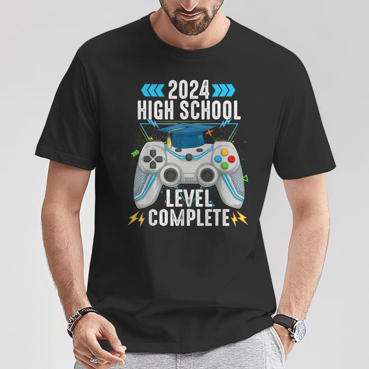 Senior Gamer 2024 High School Level Complete 2024 Grad T-Shirt Personalized Gifts