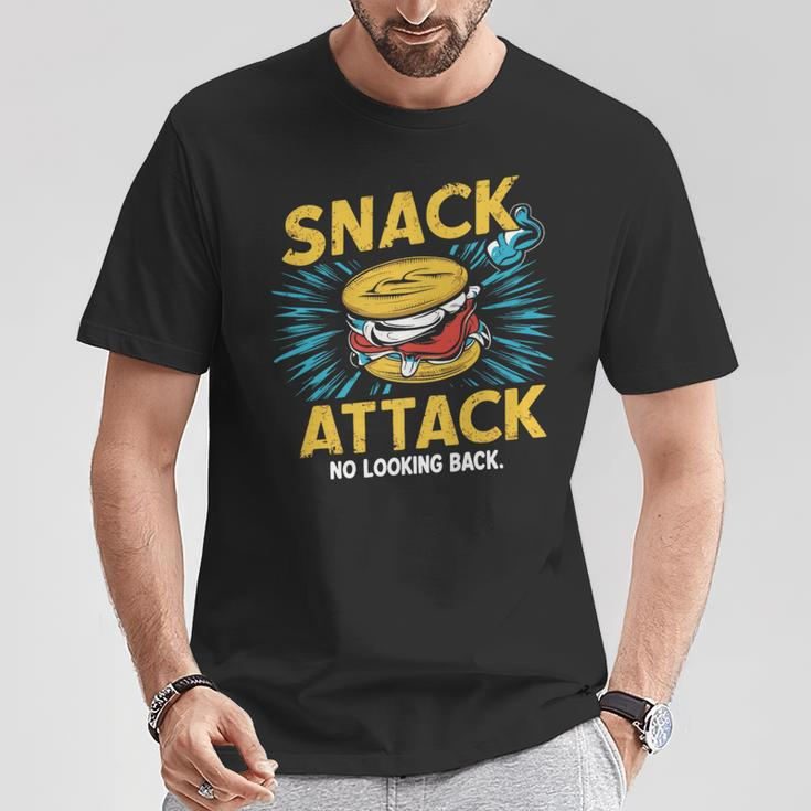 Slogan Snack Attack No Looking Back T-Shirt Unique Gifts