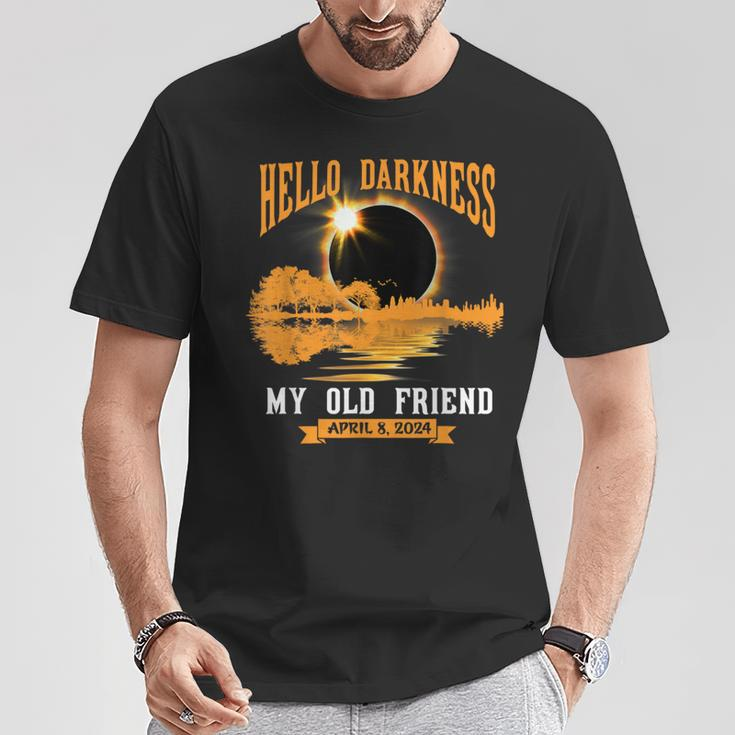 Total Solar Eclipse 2024 Hello Darkness My Old Friend T-Shirt Funny Gifts