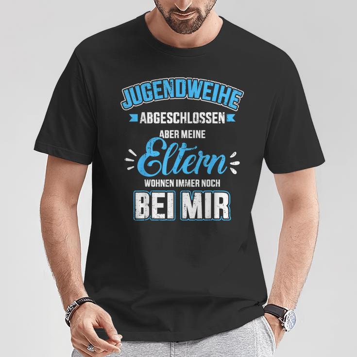 Youth Initiation Saying Eltern Wohnen Bei Mir Für Jungs T-Shirt Lustige Geschenke