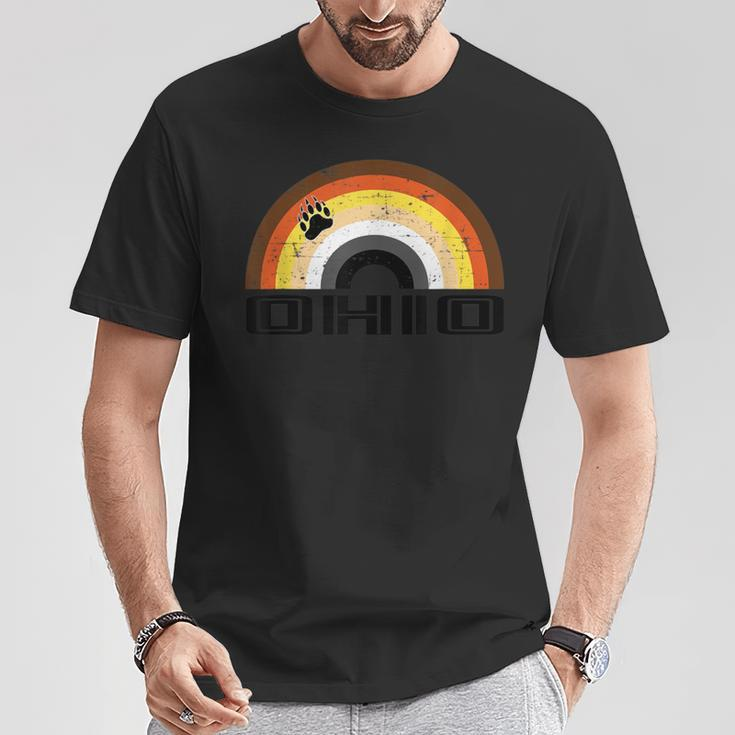Gay Bear Ohio Rainbow Pride Vintage Distressed T-Shirt Unique Gifts