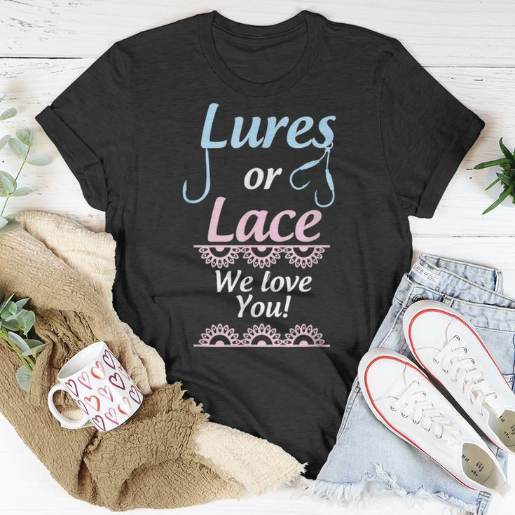 Gender Reveal Lures Or Lace We Love You Party T-Shirt Unique Gifts