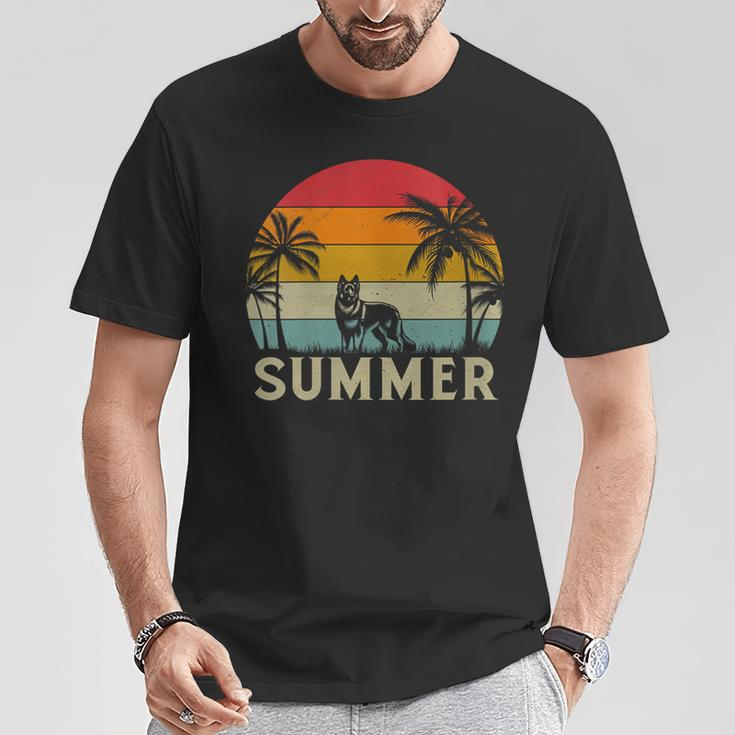German Shepherd Dog Palm Tree Sunset Beach Vacation Summer T-Shirt Unique Gifts