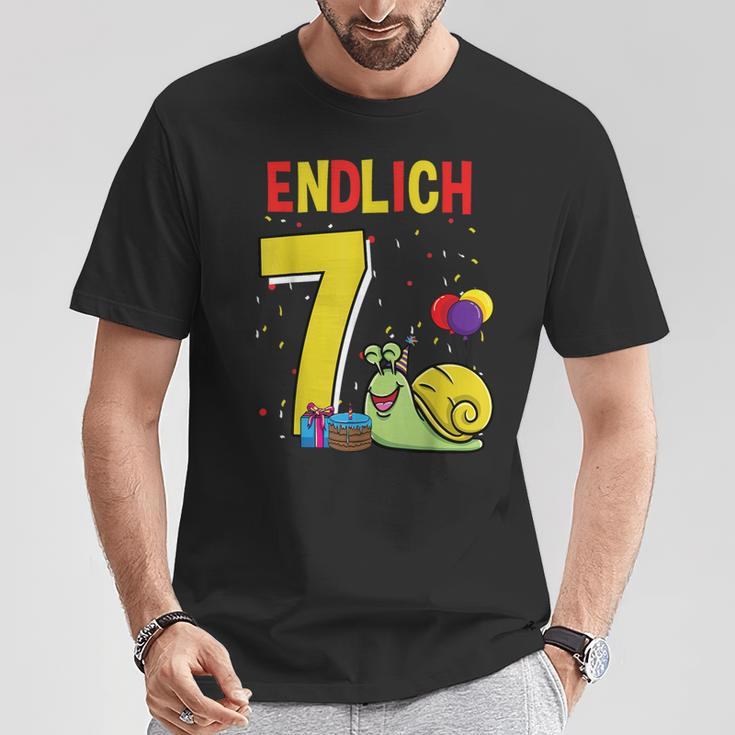 Geschenk 7 Jahre Alt Schnecke Kinder Geburtstag T-Shirt Lustige Geschenke