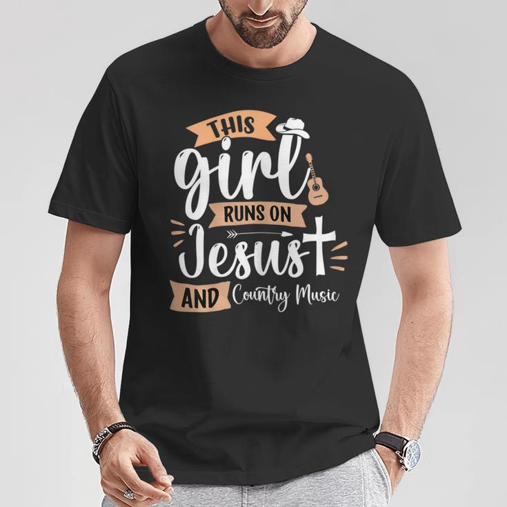 This Girl Runs On Jesus And Country Music Christian Girls T-Shirt Unique Gifts